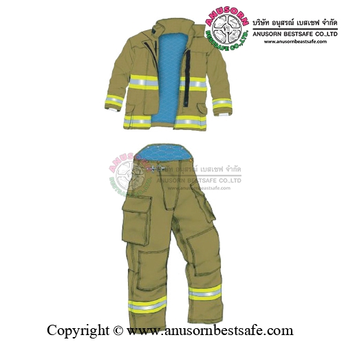 BSESF0101 FIRE SUIT NFPA/EN ชุดดับเพลิงมืออาชีพมาตรฐาน NFPA สีกากี Anusorn Bestsafe co.,ltd